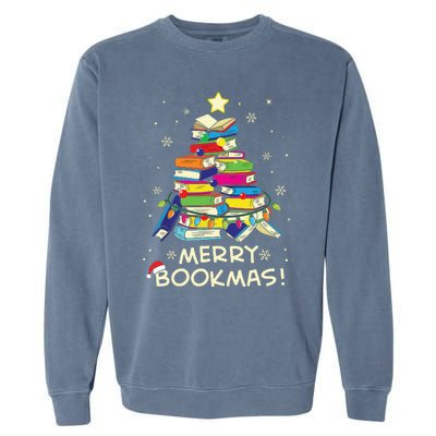 Merry Bookmas Christmas Library Tree Shirts Reading Librarian Garment-Dyed Sweatshirt