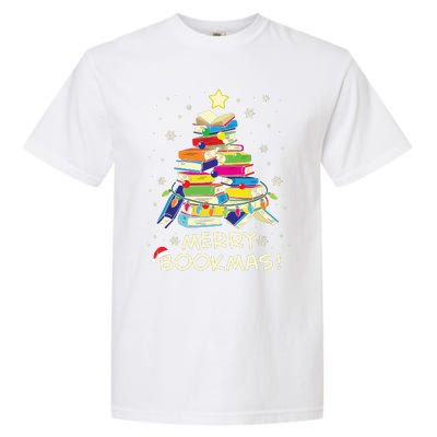 Merry Bookmas Christmas Library Tree Shirts Reading Librarian Garment-Dyed Heavyweight T-Shirt