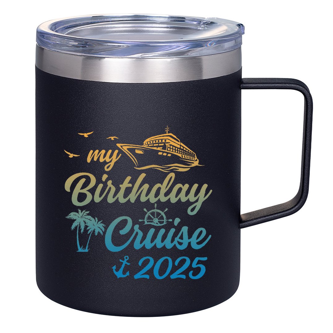 My Birthday Cruise Crew 2025 Family Costume Gift 12oz Stainless Steel Coffee Mug