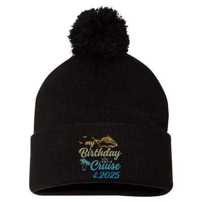 My Birthday Cruise Crew 2025 Family Costume Gift Pom Pom 12in Knit Beanie