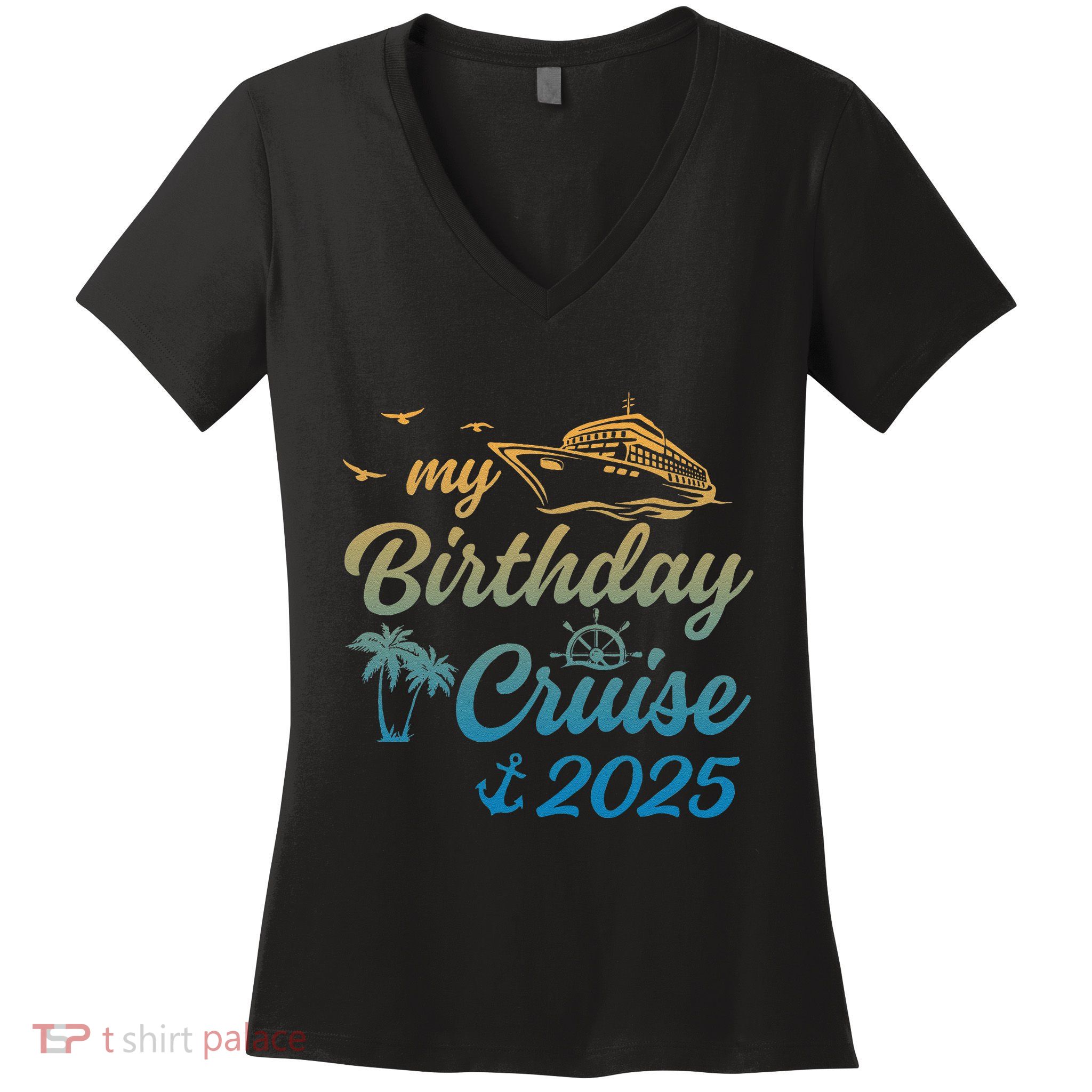 My Birthday Cruise Crew 2025 Family Costume Gift Women's V-Neck T-Shirt
