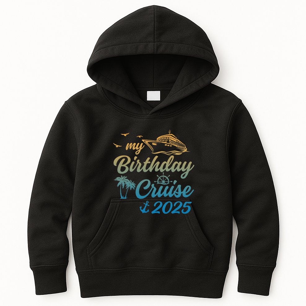 My Birthday Cruise Crew 2025 Family Costume Gift Kids Hoodie