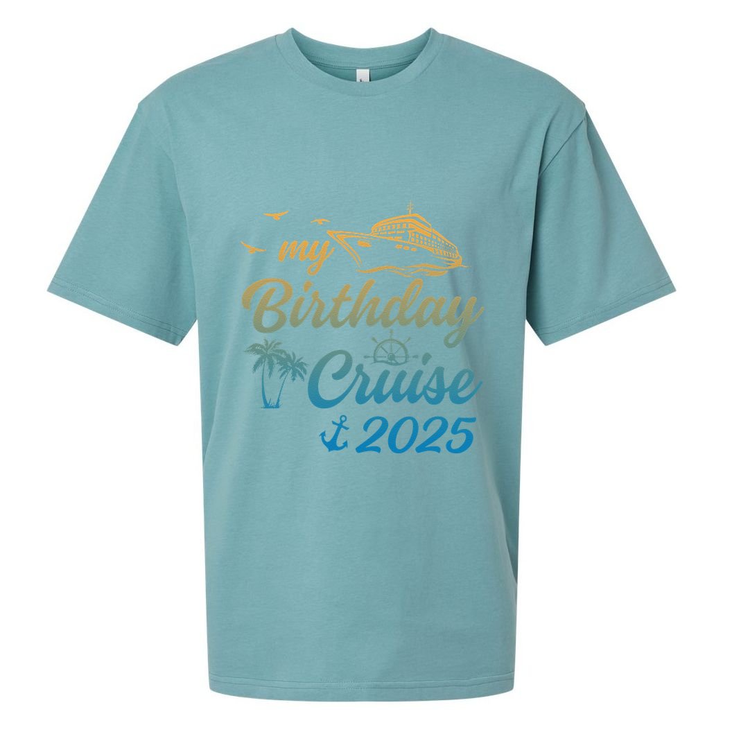 My Birthday Cruise Crew 2025 Family Costume Gift Sueded Cloud Jersey T-Shirt