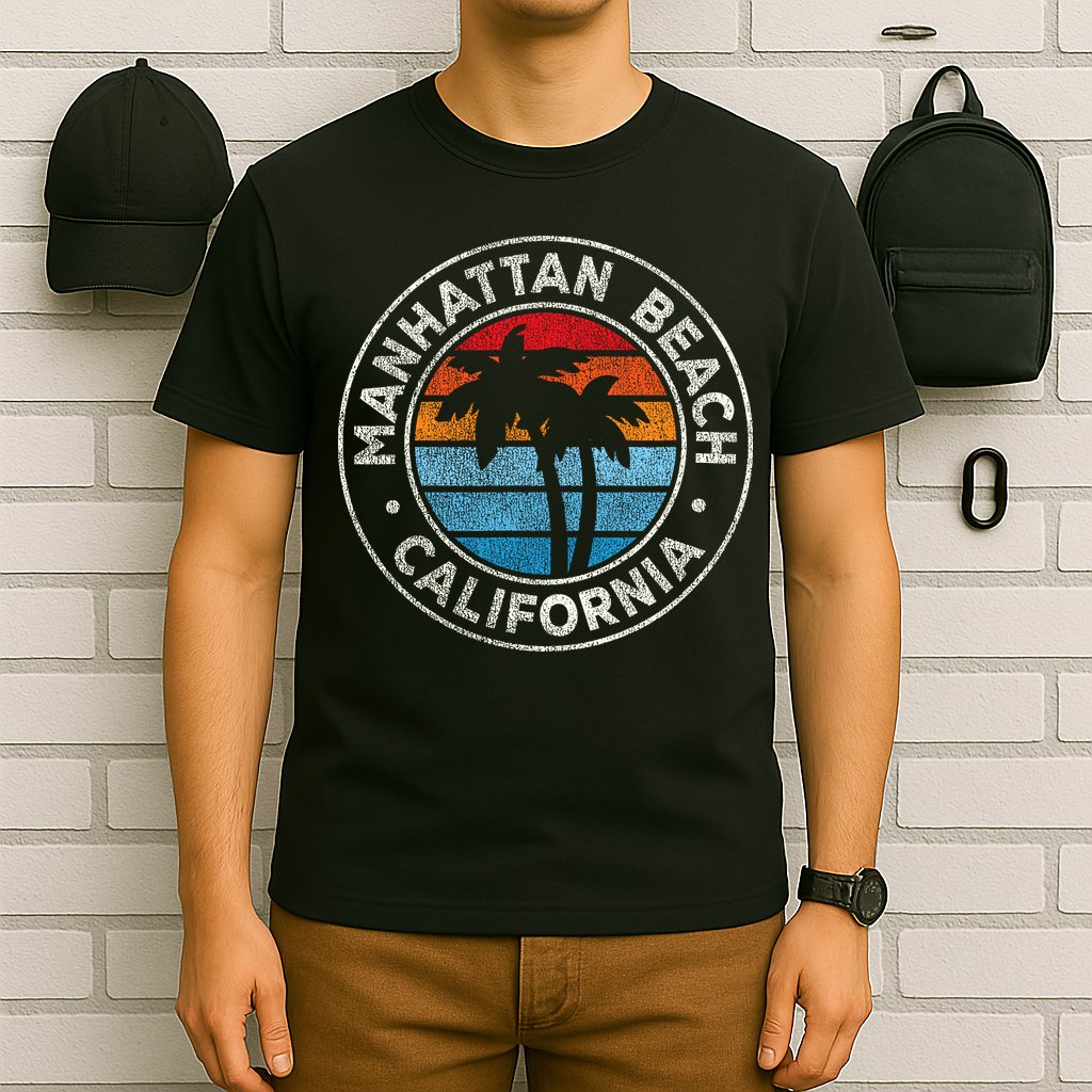 Manhattan Beach California Ca Vintage Graphic Retro 70s T-Shirt