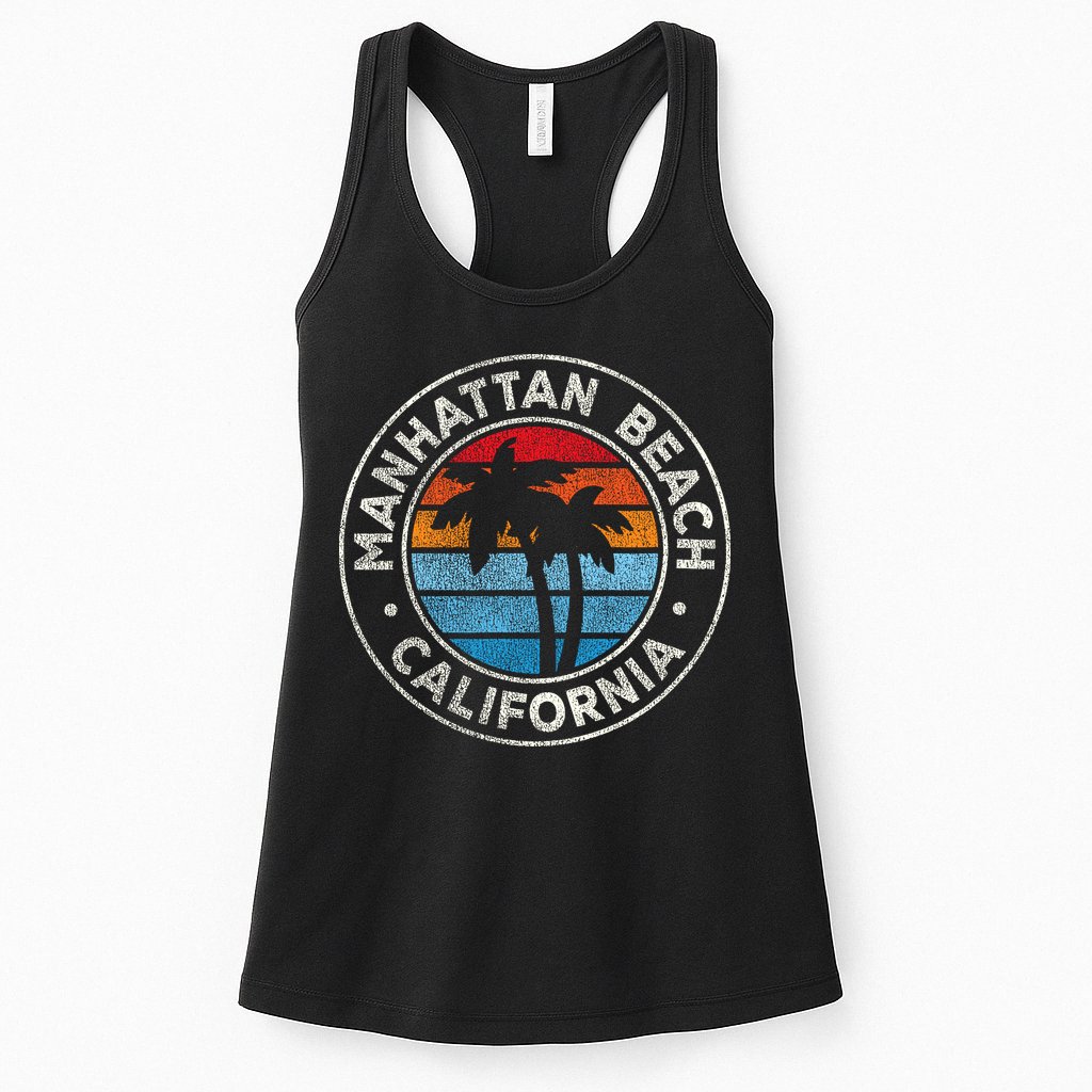 Manhattan Beach California Ca Vintage Graphic Retro 70s Womens Tank Top