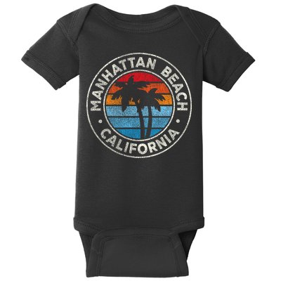 Manhattan Beach California Ca Vintage Graphic Retro 70s Baby Bodysuit