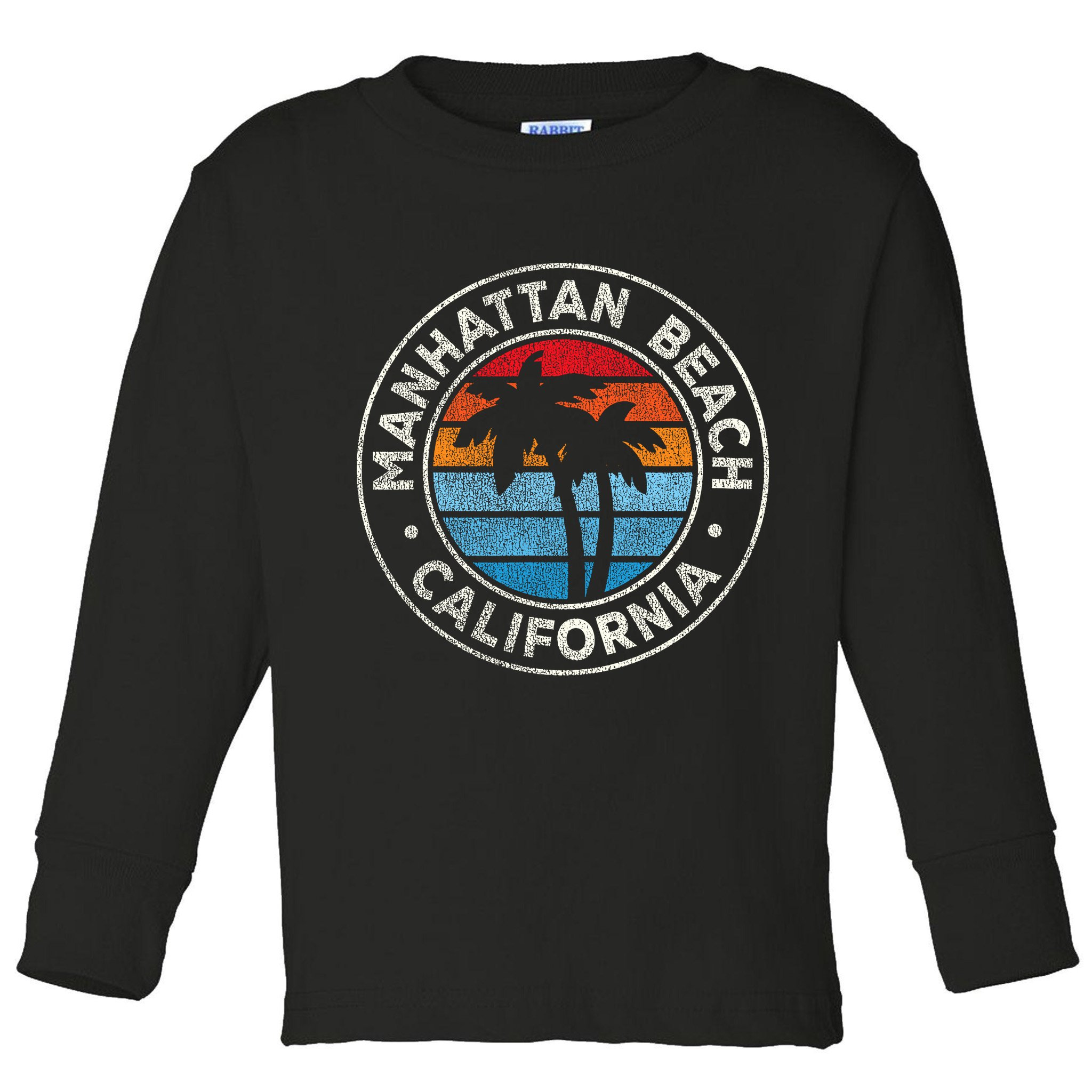 Manhattan Beach California Ca Vintage Graphic Retro 70s Toddler Long Sleeve Shirt