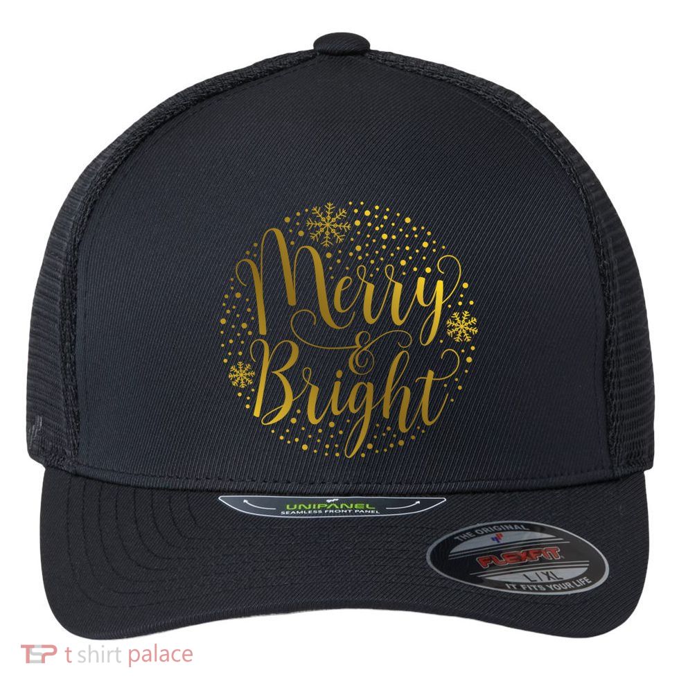 Merry & Bright Christmas Patterns Flexfit Unipanel Trucker Cap