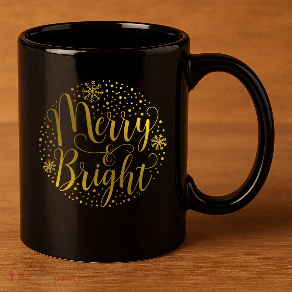 Merry & Bright Christmas Patterns 11oz C Handle Ceramic Mug