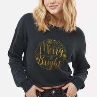 Merry & Bright Christmas Patterns Cropped Pullover Crew