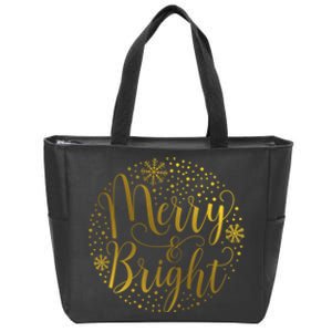 Merry & Bright Christmas Patterns Zip Tote Bag