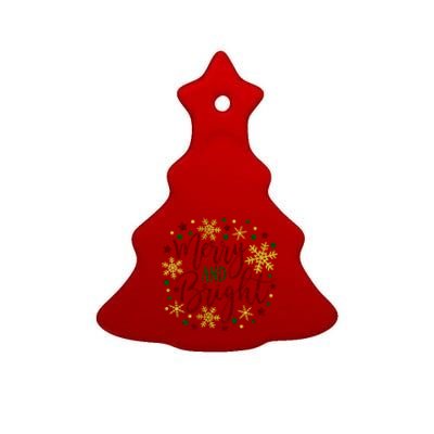 Merry & Bright Christmas Patterns Ceramic Tree Ornament