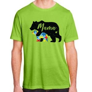 Mama Bear Cute Autism Awareness Mom With Puzzle Piece Cub Cute Gift Adult ChromaSoft Performance T-Shirt