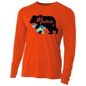 Mama Bear Cute Autism Awareness Mom With Puzzle Piece Cub Cute Gift Cooling Performance Long Sleeve Crew