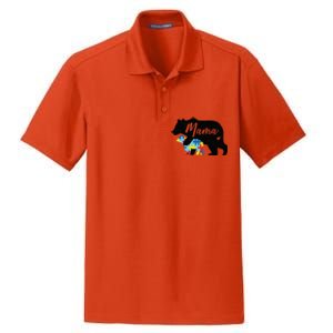 Mama Bear Cute Autism Awareness Mom With Puzzle Piece Cub Cute Gift Dry Zone Grid Polo