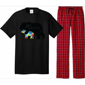 Mama Bear Cute Autism Awareness Mom With Puzzle Piece Cub Cute Gift Pajama Set