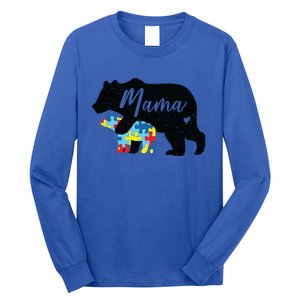 Mama Bear Cute Autism Awareness Mom With Puzzle Piece Cub Cute Gift Long Sleeve Shirt