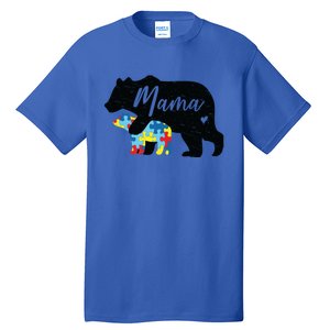 Mama Bear Cute Autism Awareness Mom With Puzzle Piece Cub Cute Gift Tall T-Shirt