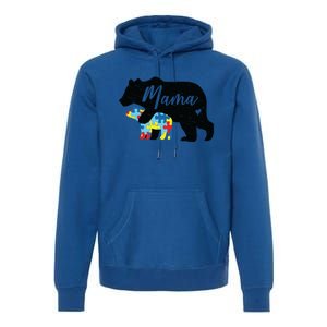 Mama Bear Cute Autism Awareness Mom With Puzzle Piece Cub Cute Gift Premium Hoodie