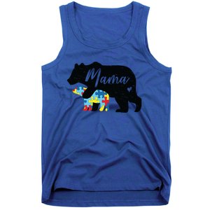 Mama Bear Cute Autism Awareness Mom With Puzzle Piece Cub Cute Gift Tank Top