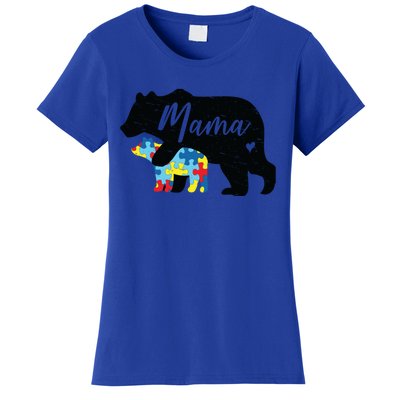 Mama Bear Cute Autism Awareness Mom With Puzzle Piece Cub Cute Gift Women's T-Shirt