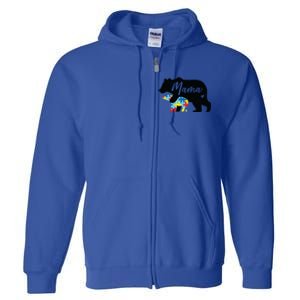 Mama Bear Cute Autism Awareness Mom With Puzzle Piece Cub Cute Gift Full Zip Hoodie