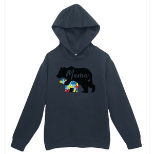 Mama Bear Cute Autism Awareness Mom With Puzzle Piece Cub Cute Gift Urban Pullover Hoodie