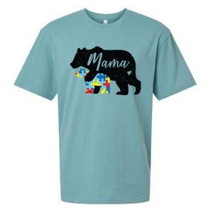 Mama Bear Cute Autism Awareness Mom With Puzzle Piece Cub Cute Gift Sueded Cloud Jersey T-Shirt