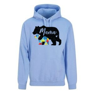 Mama Bear Cute Autism Awareness Mom With Puzzle Piece Cub Cute Gift Unisex Surf Hoodie