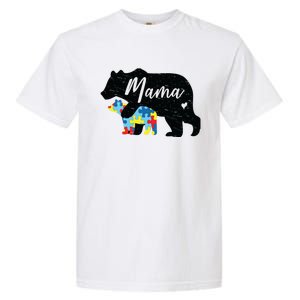 Mama Bear Cute Autism Awareness Mom With Puzzle Piece Cub Cute Gift Garment-Dyed Heavyweight T-Shirt