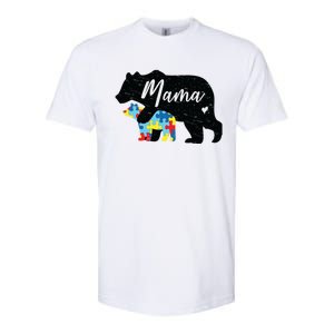 Mama Bear Cute Autism Awareness Mom With Puzzle Piece Cub Cute Gift Softstyle CVC T-Shirt