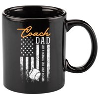 Mens Baseball Coach Dad Like A Normal Dad Only Cooler USA Flag 11oz C Handle Ceramic Mug