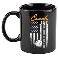 Mens Baseball Coach Dad Like A Normal Dad Only Cooler USA Flag 11oz C Handle Ceramic Mug