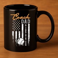 Mens Baseball Coach Dad Like A Normal Dad Only Cooler USA Flag 11oz C Handle Ceramic Mug