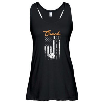 Mens Baseball Coach Dad Like A Normal Dad Only Cooler USA Flag Ladies Essential Flowy Tank