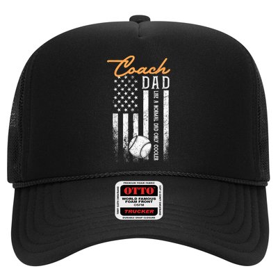Mens Baseball Coach Dad Like A Normal Dad Only Cooler USA Flag Hat