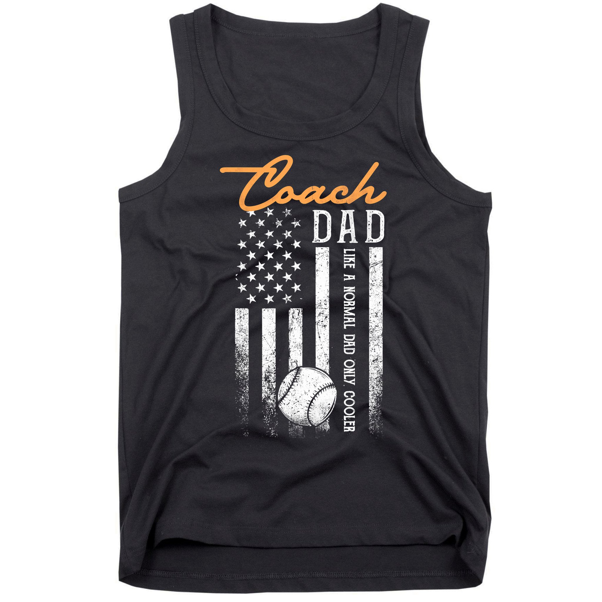 Mens Baseball Coach Dad Like A Normal Dad Only Cooler USA Flag Tank Top