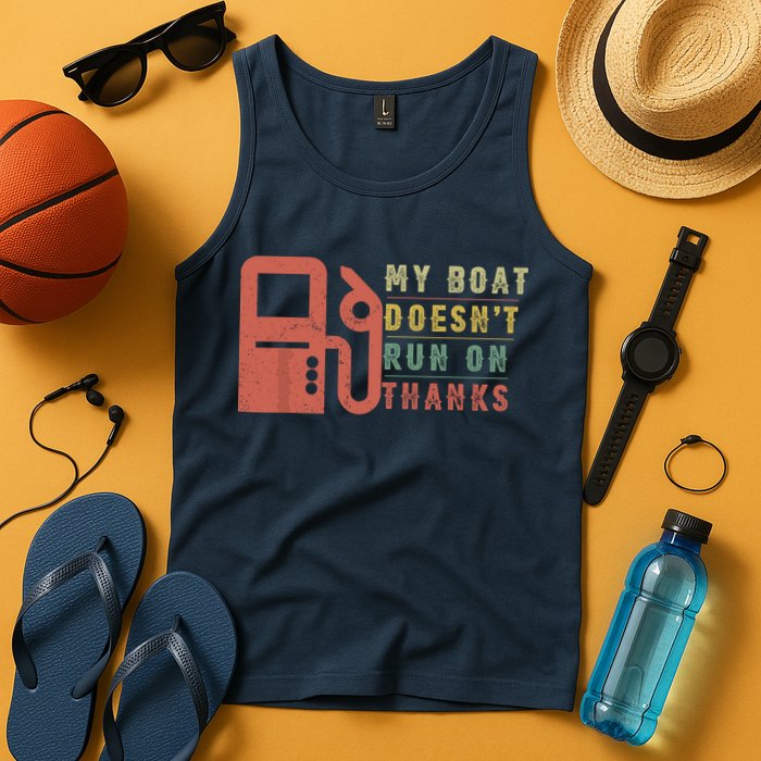 My Boat Doesnt Run On Thanks Funny Boating Vintage Tank Top
