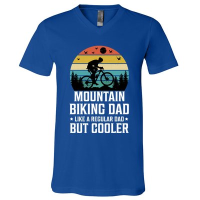 Mountain Biking Dad Like A Regular Dad But Cooler Gift V-Neck T-Shirt