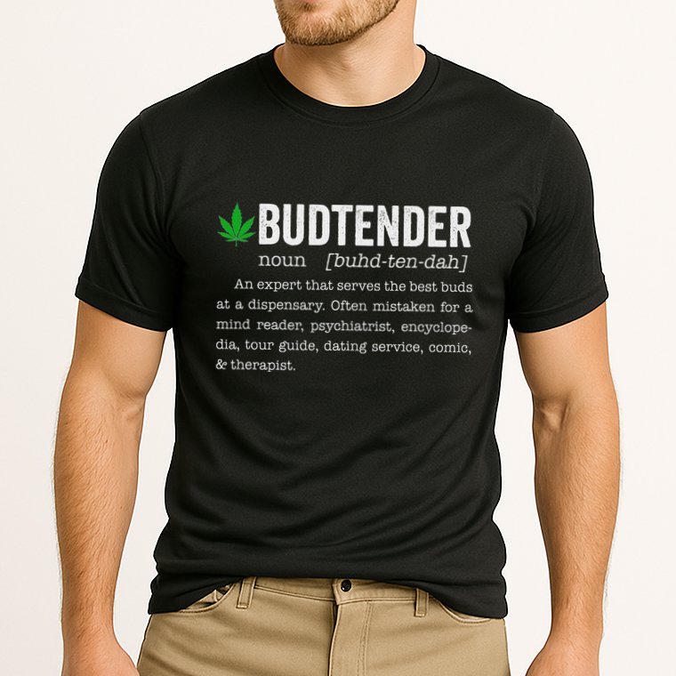 Marijuana Budtender Definition Funny 420 Cannabis Cooling Performance Crew T-Shirt