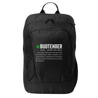Marijuana Budtender Definition Funny 420 Cannabis City Backpack