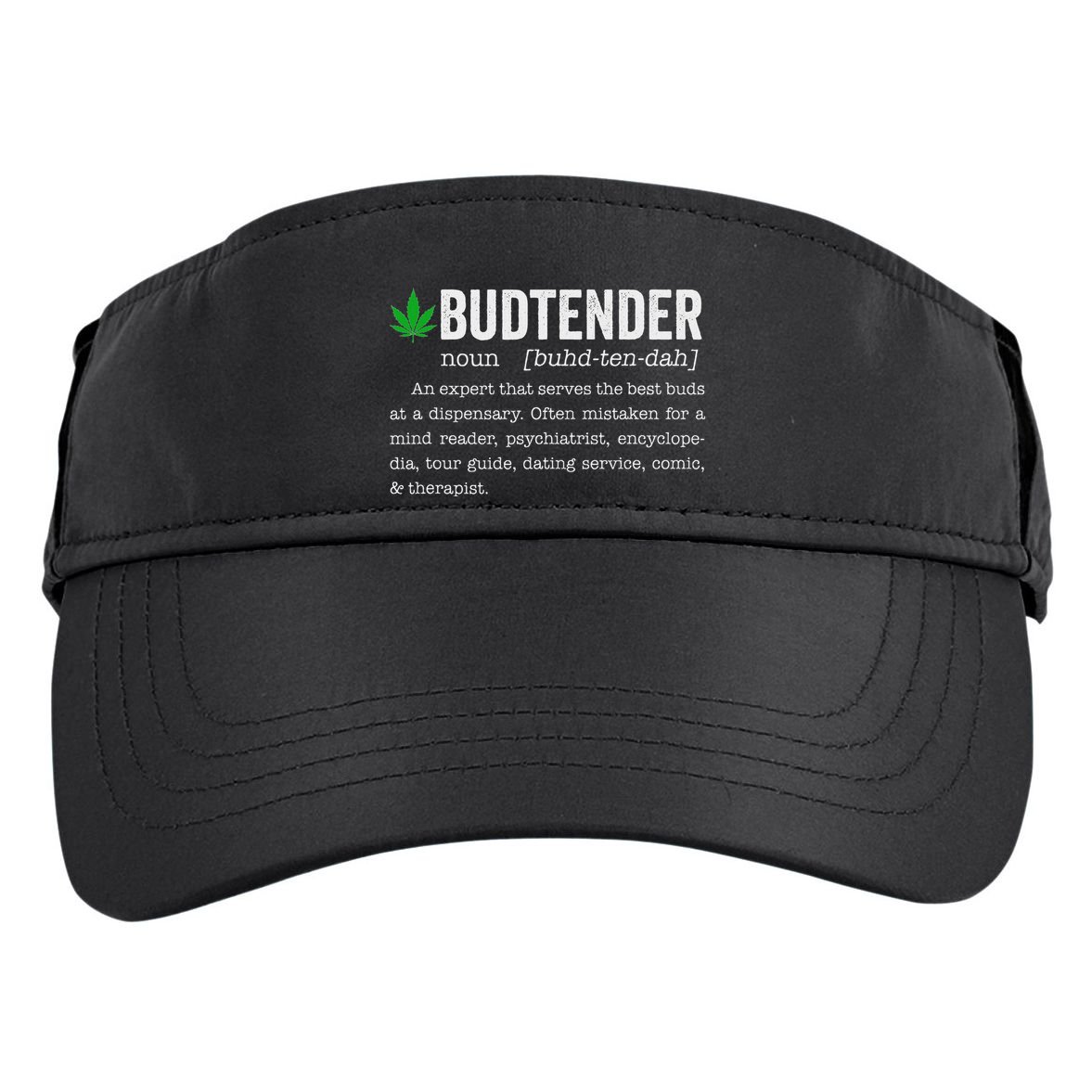 Marijuana Budtender Definition Funny 420 Cannabis Adult Drive Performance Visor
