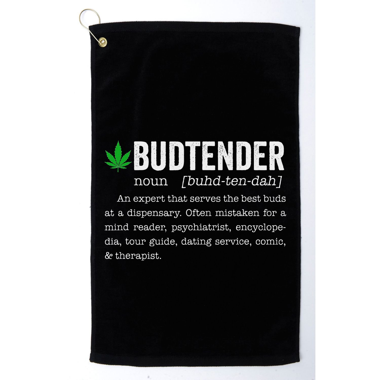 Marijuana Budtender Definition Funny 420 Cannabis Golf Towel