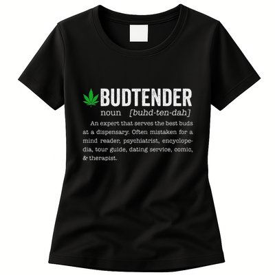 Marijuana Budtender Definition Funny 420 Cannabis Womens T-Shirt