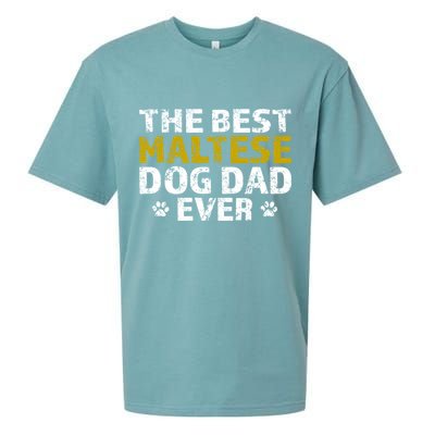 Maltese Best Dog Dad Ever Sarcastic Gift Sueded Cloud Jersey T-Shirt