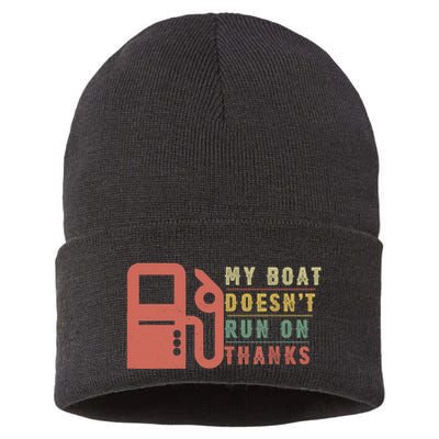 My Boat Doesnt Run On Thanks Boating Gifts For Boat Owners Sustainable Knit Beanie