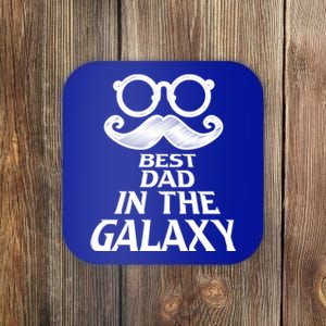 Mustache Best Dad In The Galaxy Proud Cool Parent Daddy Gift Coaster