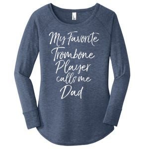 Marching Band Dad My Favorite Trombone Player Calls Me Dad Gift Women's Perfect Tri Tunic Long Sleeve Shirt