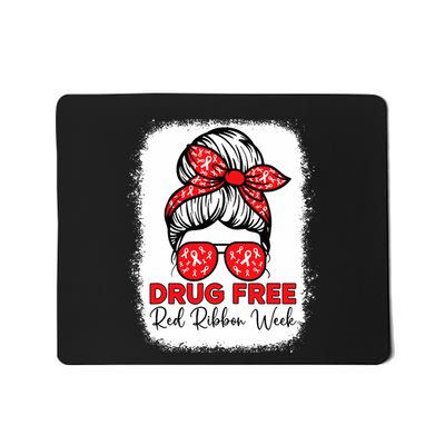 Messy Bun Drug Free Red Ribbon Week Awareness Antidrug Mousepad