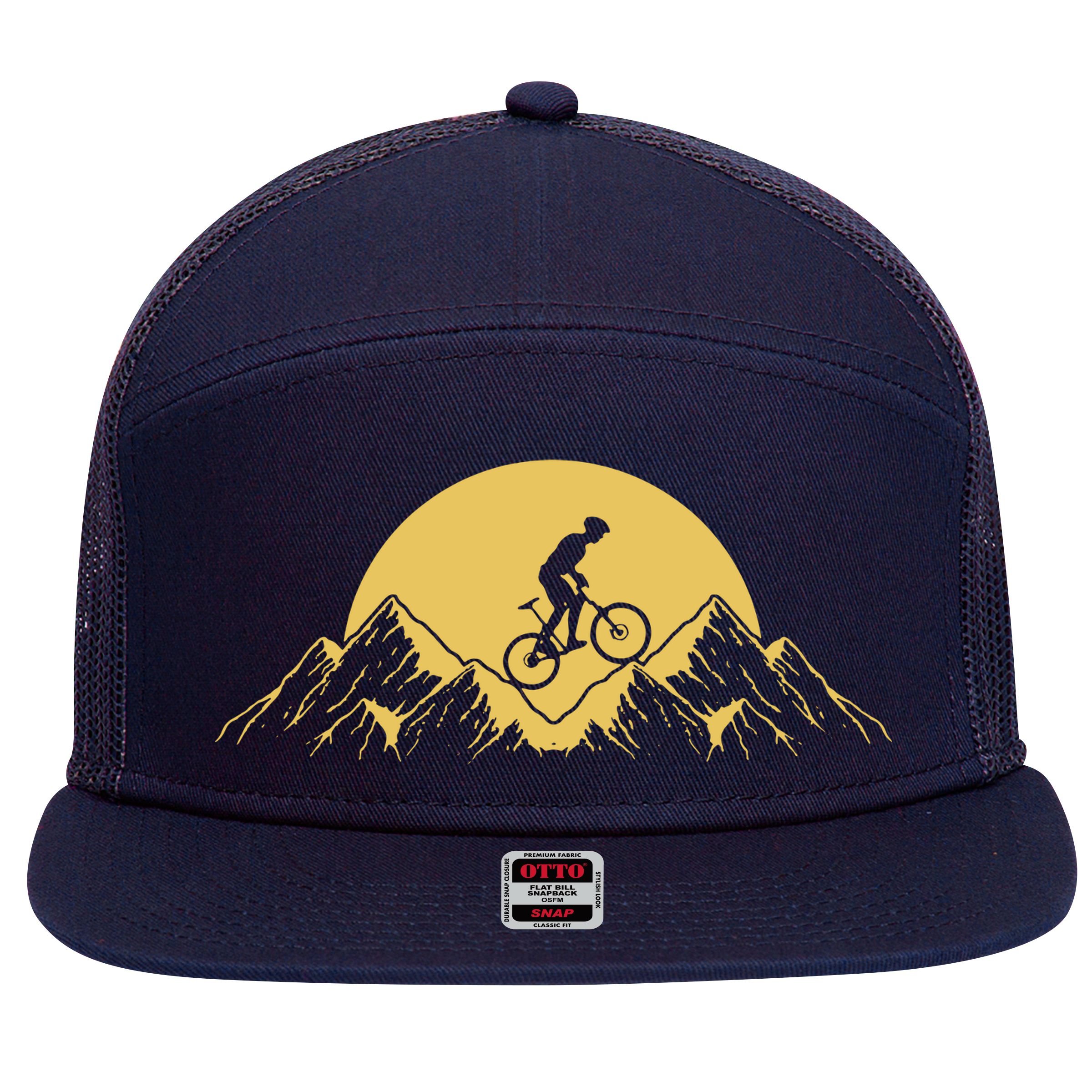 Mountain Bike Downhill 7 Panel Mesh Trucker Snapback Hat